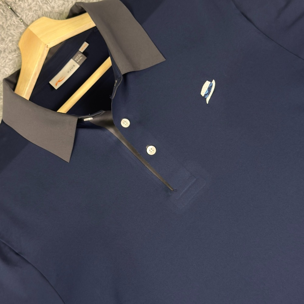 KJUS Golf Shirt Polo XL 54 Navy Gray Polyester Performance